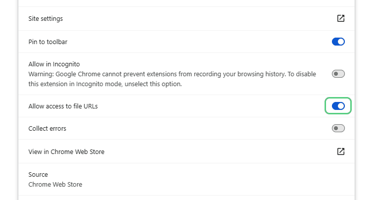 Allow access to the urls