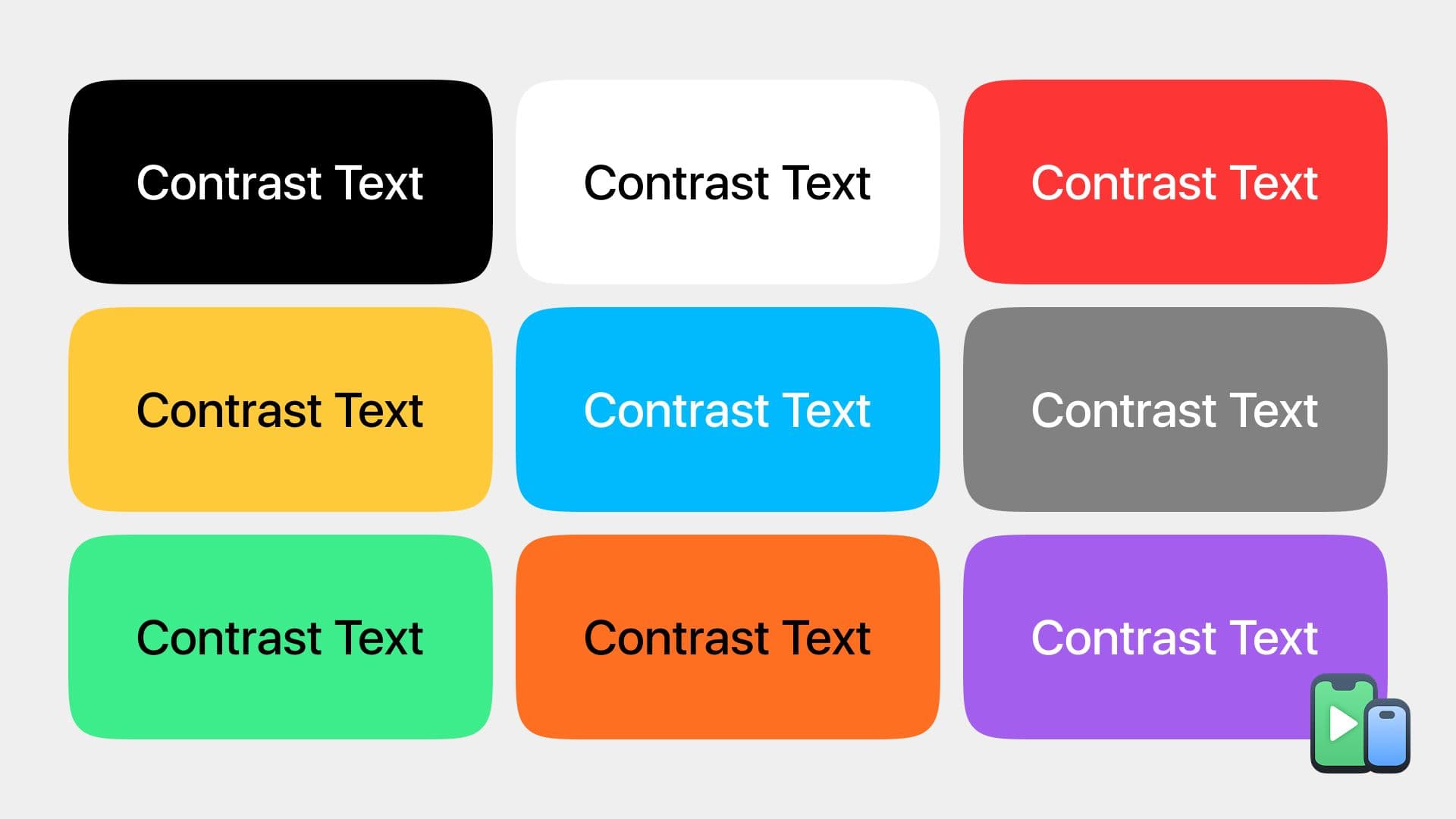 Exambples of text contrast on different backgrounds