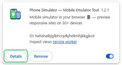 Find and configure Phone Simulator Extension