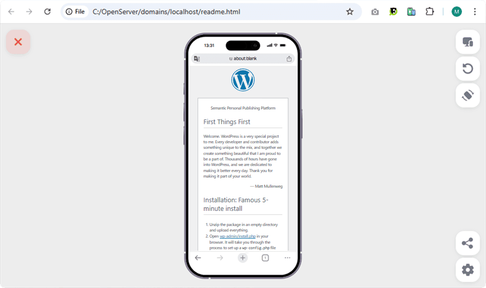 mobile emulator display correctly in localfiles
